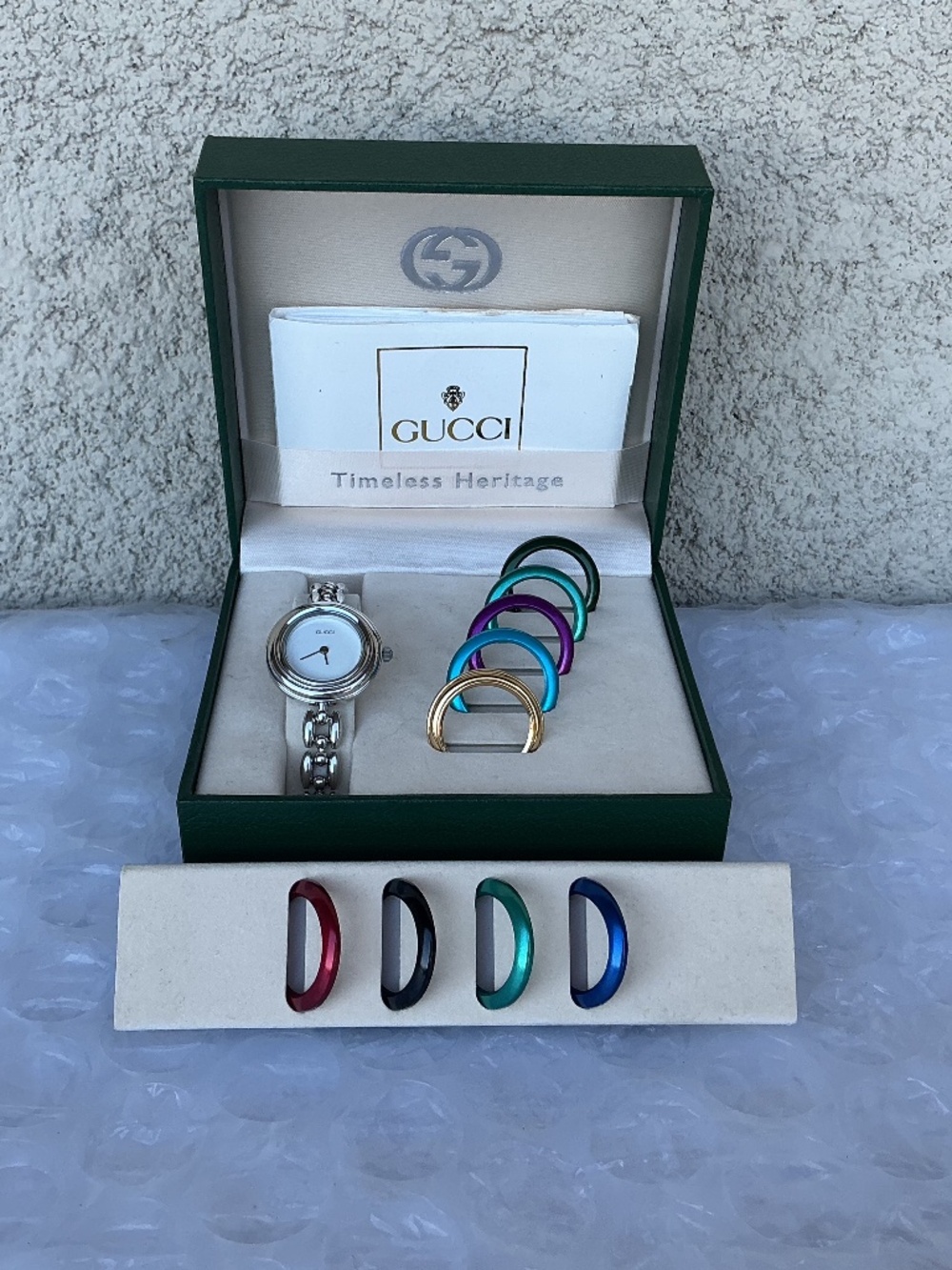 Rare Vintage Gucci 11/12.2 Interchangeable Bezel Watch Stainless Steel Preowned